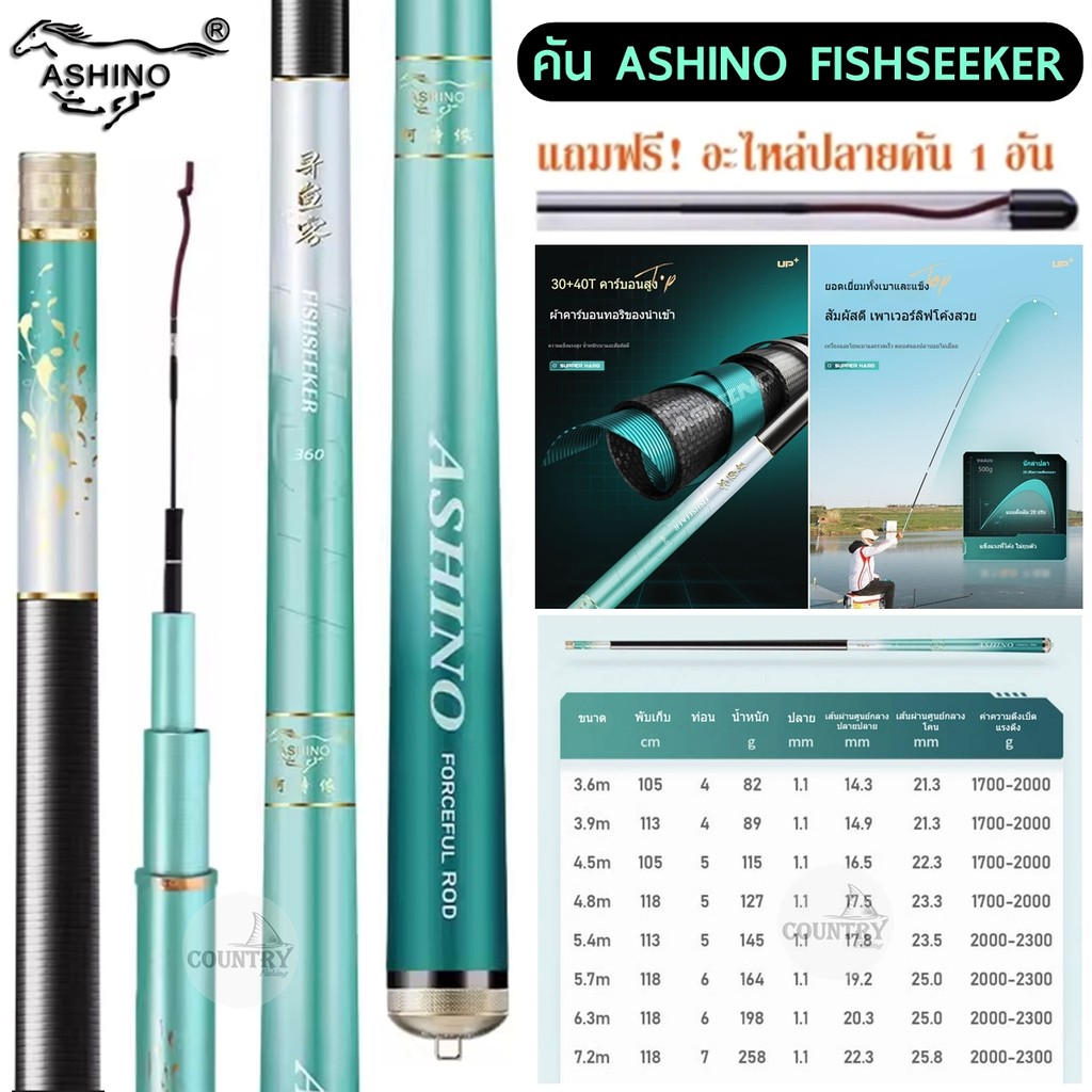คันชิงหลิว ASHINO FISHSEEKER ROD เวท 5H คาร์บอน 30+40T เกรดสูง เบามาก