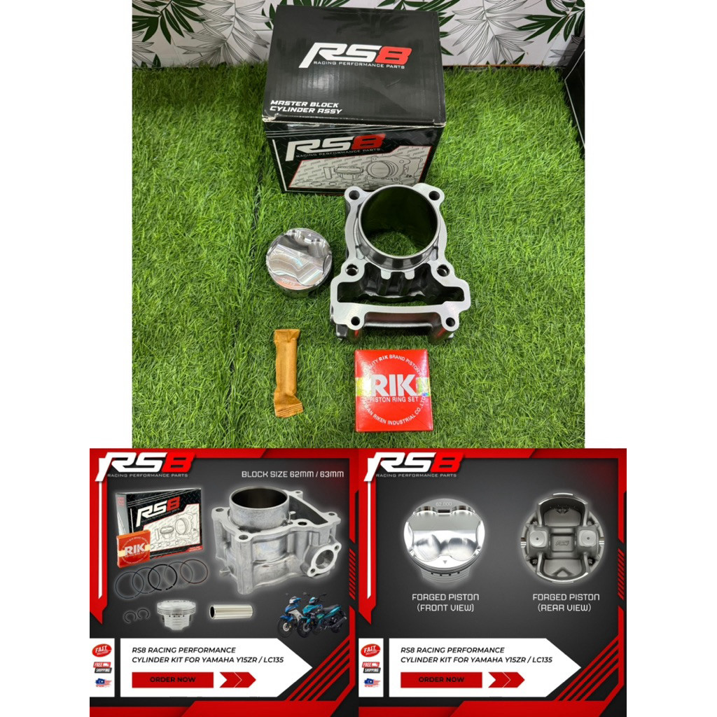 (RS8) PCO BLOCK Y15ZR Y15 / LC135 62MM 63MM HIGH COM FORGED PISTON คุณภาพดี