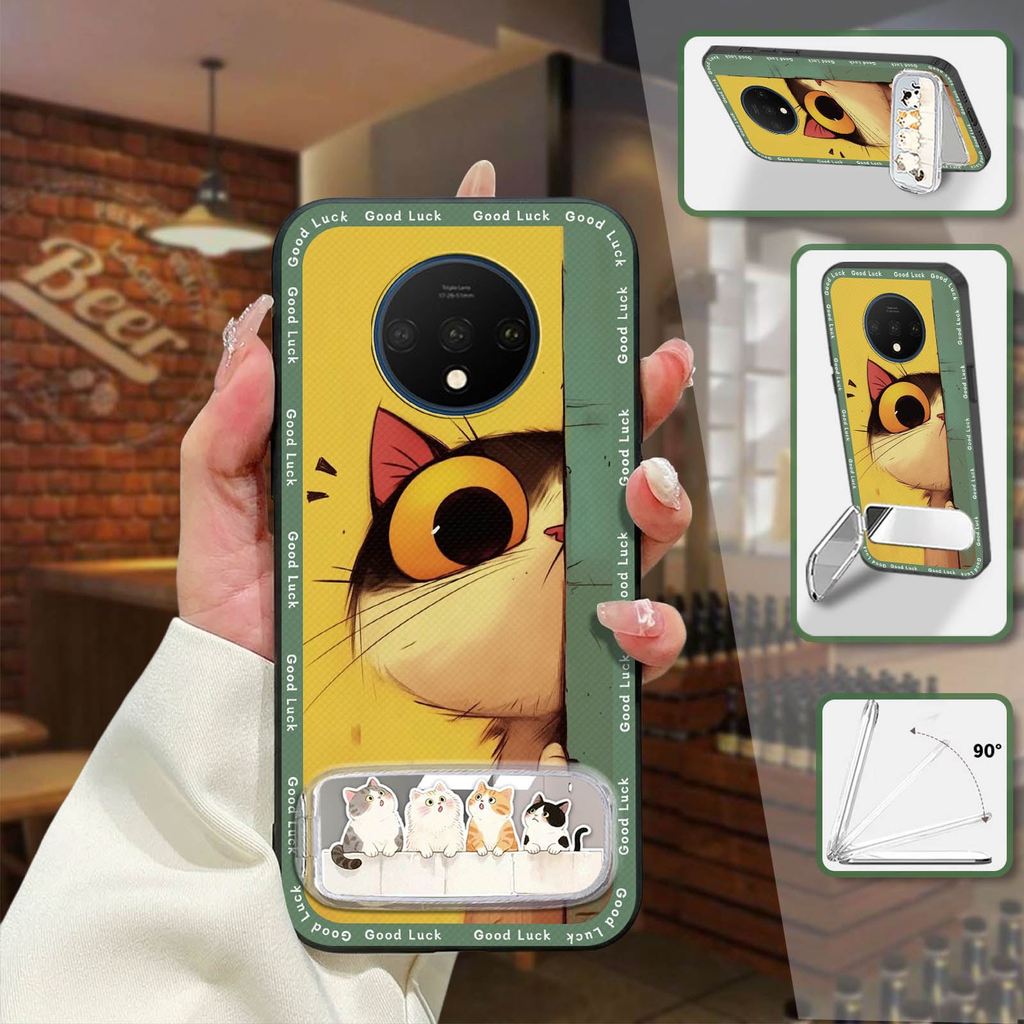 กันน้ํา Full wrap เคสโทรศัพท์สําหรับ One Plus 7T/1 + 7T Plush ผ้า Patch ผู้ถือโทรศัพท์ Anti-knock น่