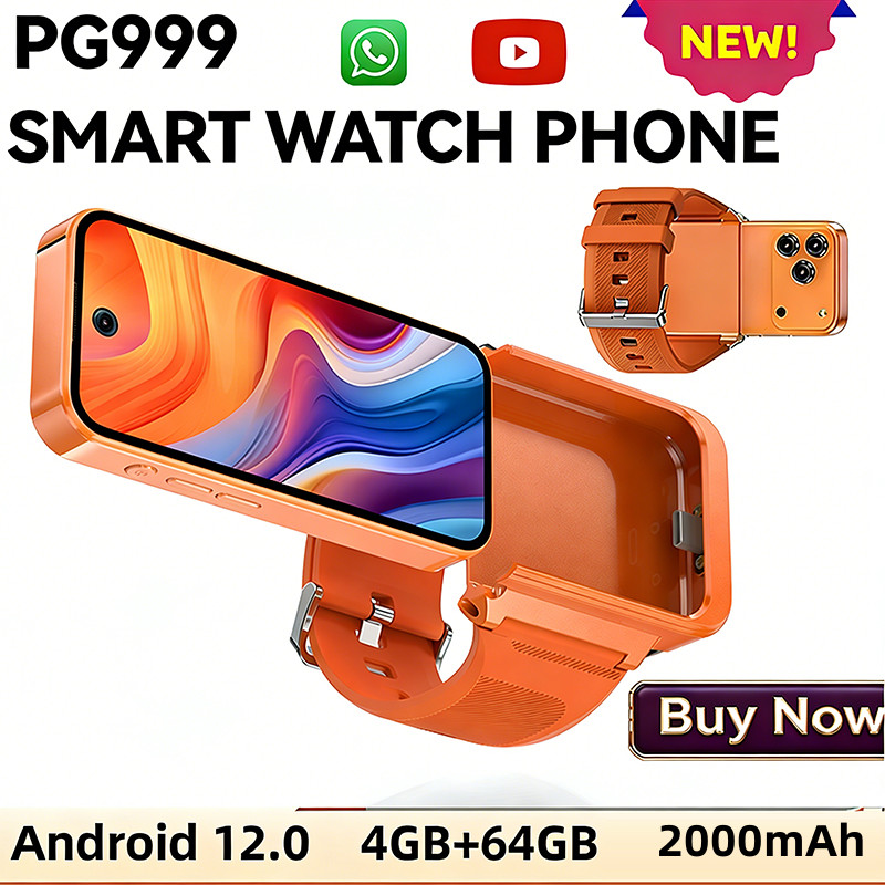 เปิดตัวใหม่PG999 โทรศัพท์นาฬิกาอัจฉริยะ 2 in 1 Android 12 4GB+64GB 3.97" HD GPS Dual SIM 800W กล้อง 