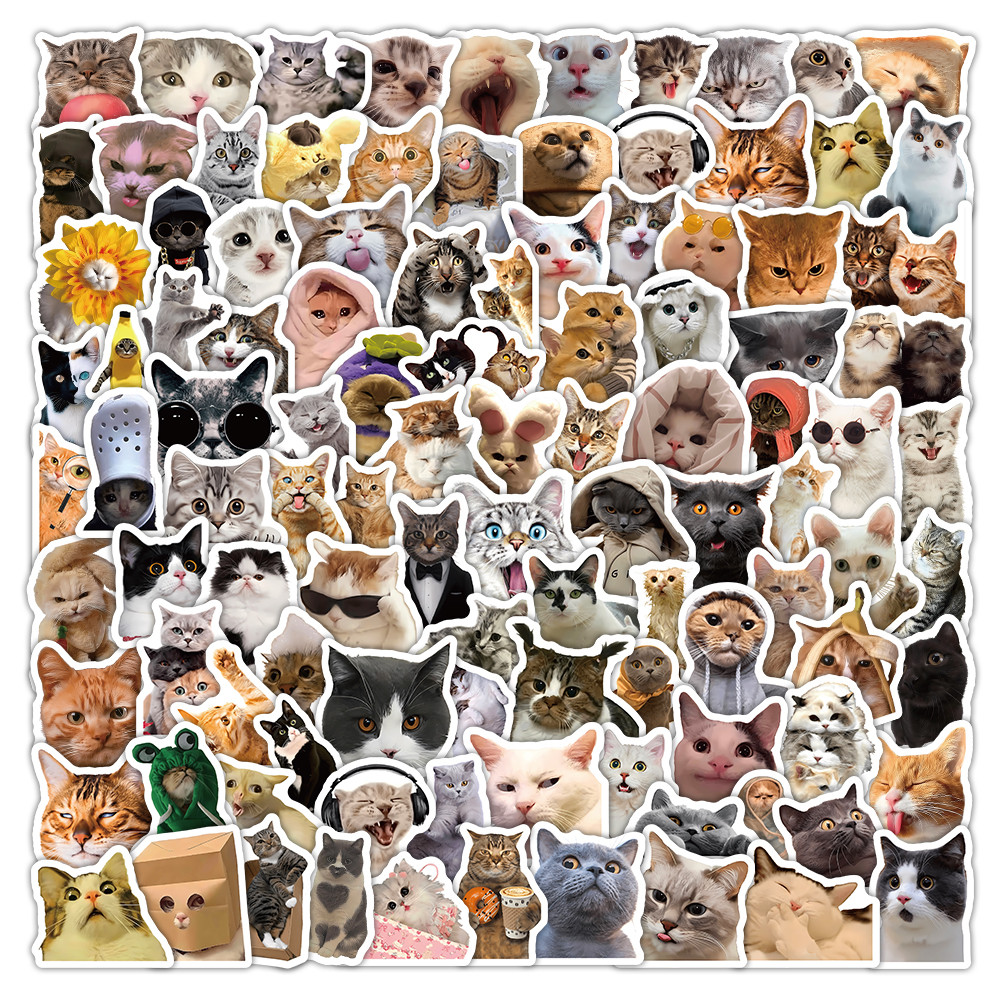 104แผ่นสติกเกอร์แมวตลก,การ์ตูนน่ารักลูกแมว ง เอแคลส์ สําหรับ ทําเอง เคสโทรศัพท์แล็ปท็อปขวดน้ําตกแต่ง