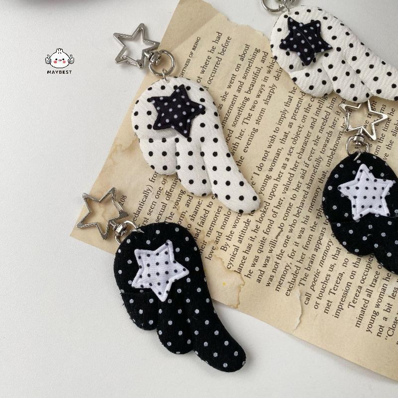 {maybest} Pentagram Angel Wings พวงกุญแจ Y2K Vintage Polka Dot จี้กระเป๋าน่ารักเครื่องประดับสาว Bapa School ของขวัญอุปกรณ์เสริม {TH} ราคา ถูกที่สุด ดีลบีเคเค แกลเลอรีภาพที่ 3