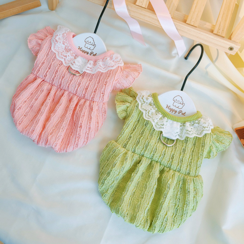 ️ Spring Dog Sweet Floral Princess Dress Bichon Pet Clothes Maltese Dog Pumpkin Dress 4.8