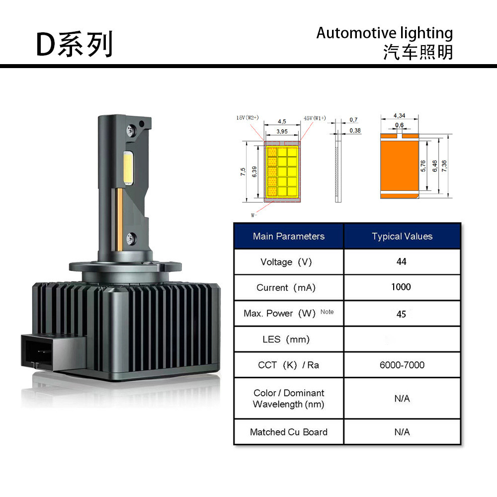 A1 ไฟหน้ารถ LED D Series D1S/D2S/D3S/D4S/D5/D8 หลอดทองแดงคู่การนําความร้อนไฟ LED ไฟหน้า