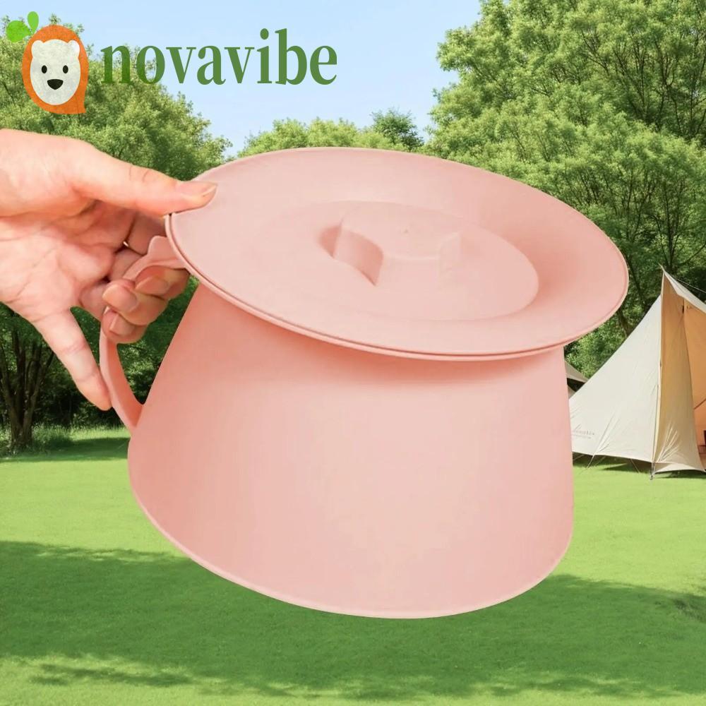 หม้อ Chamber NOVAVIBE, ปากแตรหนา 1.5 ลิตร, พลาสติกสุขาภิบาลพร้อมที่จับพร้อมฝาปิดห้องนอนโถปัสสาวะแบบพกพา