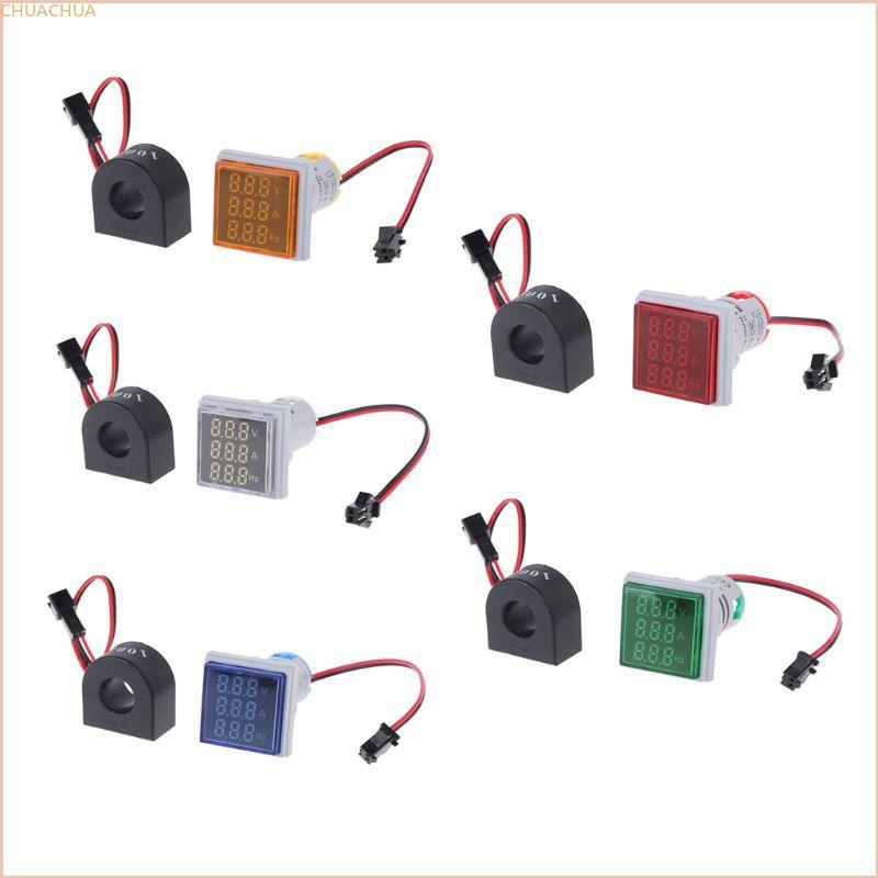 Chu Digital VoltsAmp Meter ความถี่ 60-500V 1-100A 20-75Hz Square Shape Meter