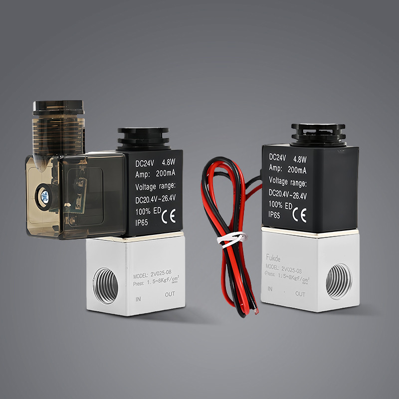 2V025-08 24v DC 1/4 "2 Way ปกติปิดนิวเมติกอลูมิเนียมไฟฟ้า Solenoid Air วาล์วควบคุม