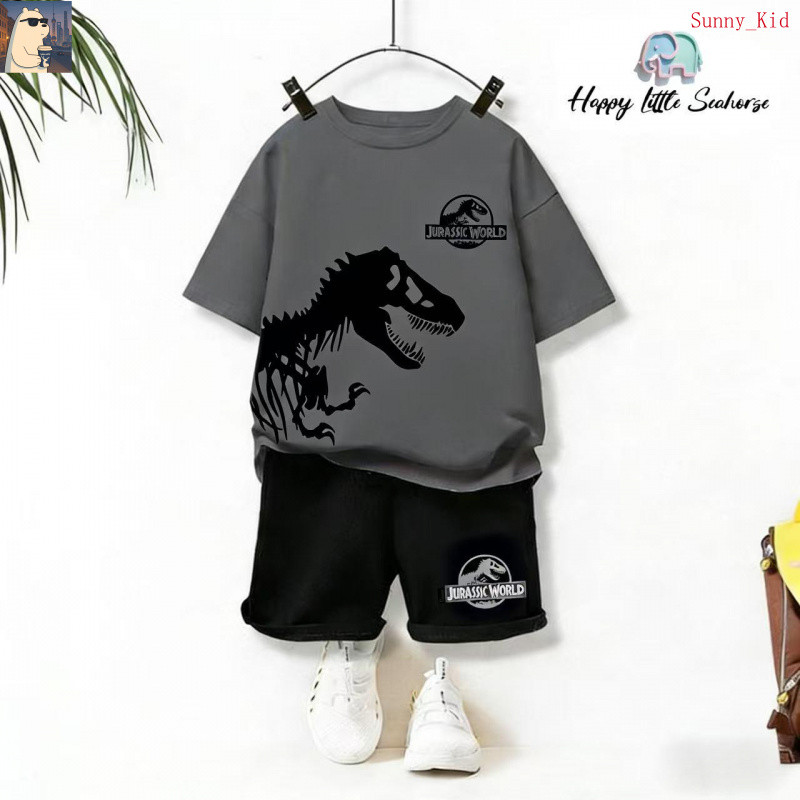 【Sunny】เซ็ตชุดเด็ก เสื้อ+กางเกง ชุดฤดูร้อนสำหรับเด็กผู้ชาย ชุดแขนสั้นสำหรับเด็กผู้ชาย 2026 ใหม่ สไตล์ทันสมั F20-118