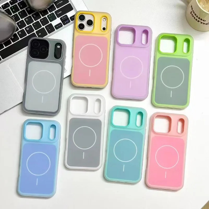 Jelly Candy Color Magnetic Case สําหรับ iPhone 13 12 14 15 16 Pro Max Plus Soft Silicon Lens Protect