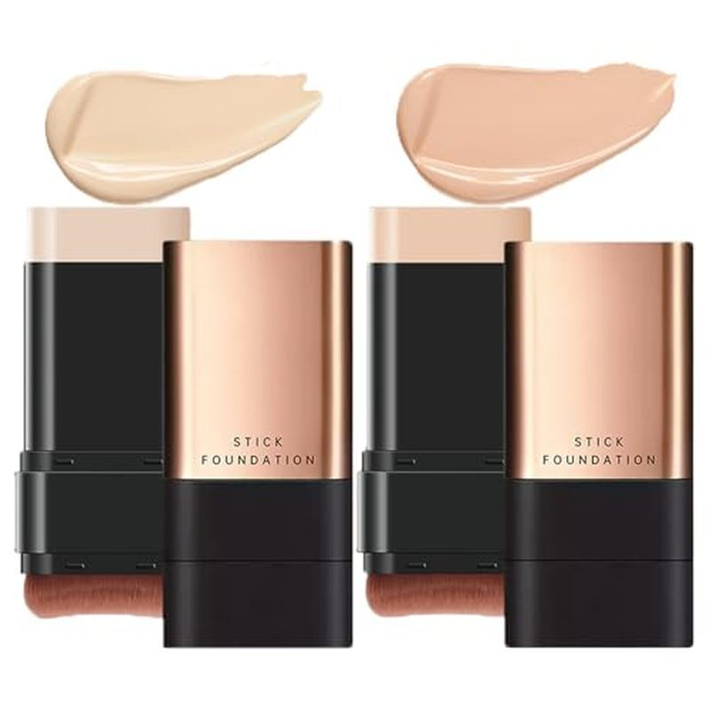 2 In 1- Luxury Anti-Wrinkle Foundation Stick, Korea Flawless Eraser Foundation Stick With Brush, Con