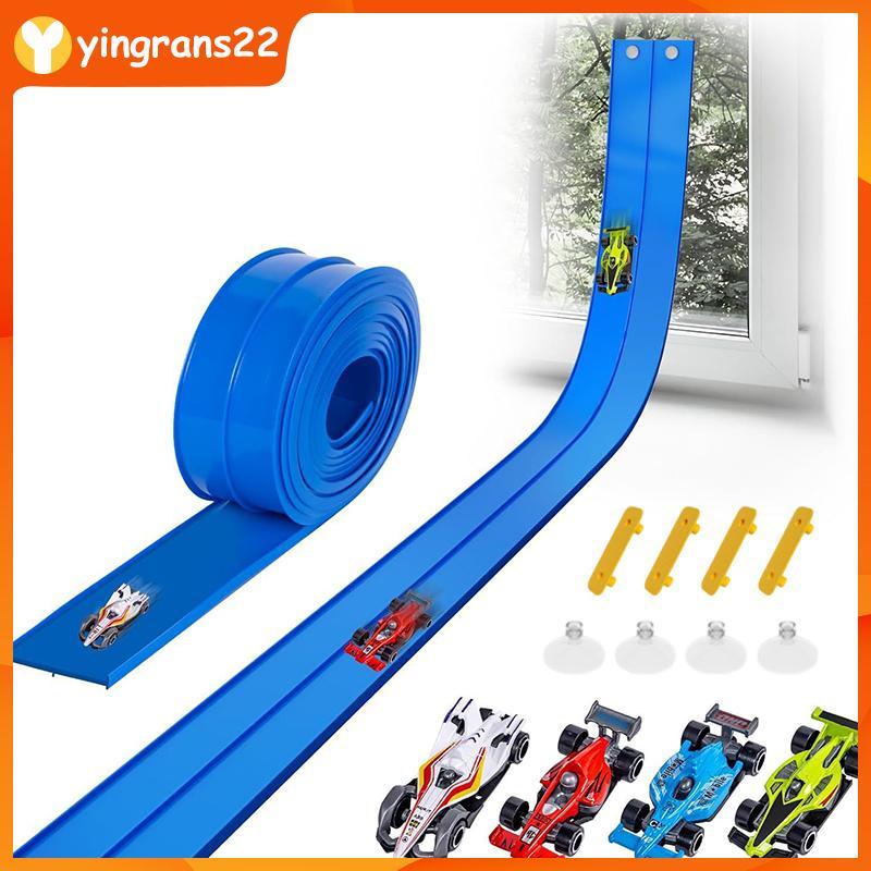 [YR2] 13 Ft และ 16 Ft ยืดหยุ่น Race Tra สําหรับเด็ก, Race Car Ramp Tra พร้อมถ้วยดูดและ 4 รถแข่งขนาดเ