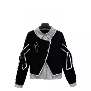 CHICMORE Atasan Kemeja Bergaris | Model Sweter Lengan Panjang | Kupu-kupu Cantik Desain | Fashion Bergaris Sweter
