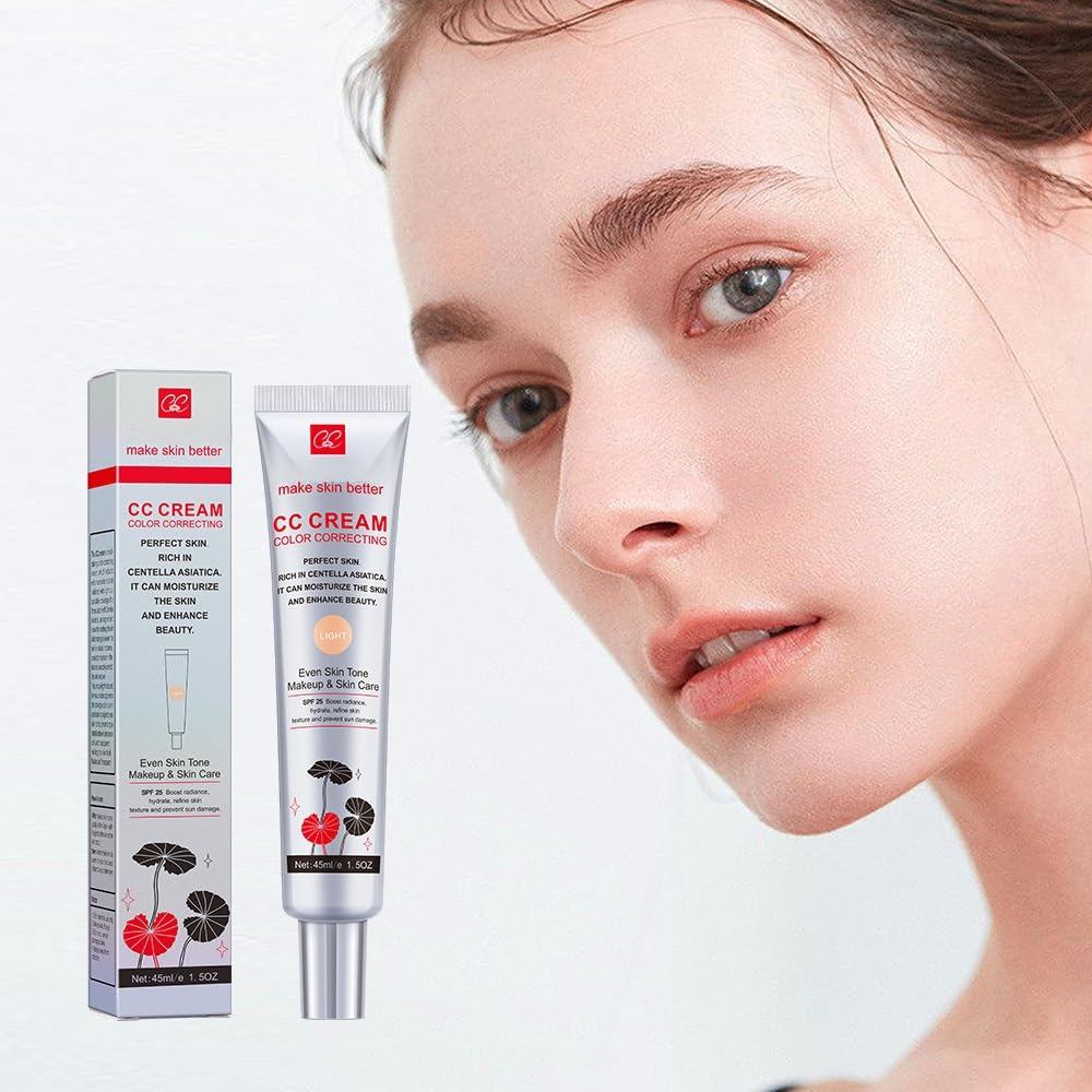 Cica CC ครีมพร้อมคอนซีลเลอร์-Hydrating, Anti-Aging,ฝาครอบธรรมชาติสําหรับผิวบอบบาง-SPF 25,น้ําหนักเบา