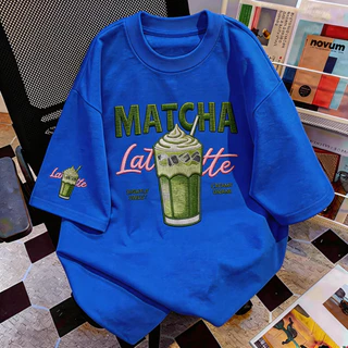 TEE·SHOP🍀 เสื้อยืด oversize เสื้อเท่ๆ เกาหลี " Matcha Latte " เสื้อแฟชั่นใ เกาหลีสไตล์ พิมพ์ลาย ผ้านิ่มใส่สบาย COD📦