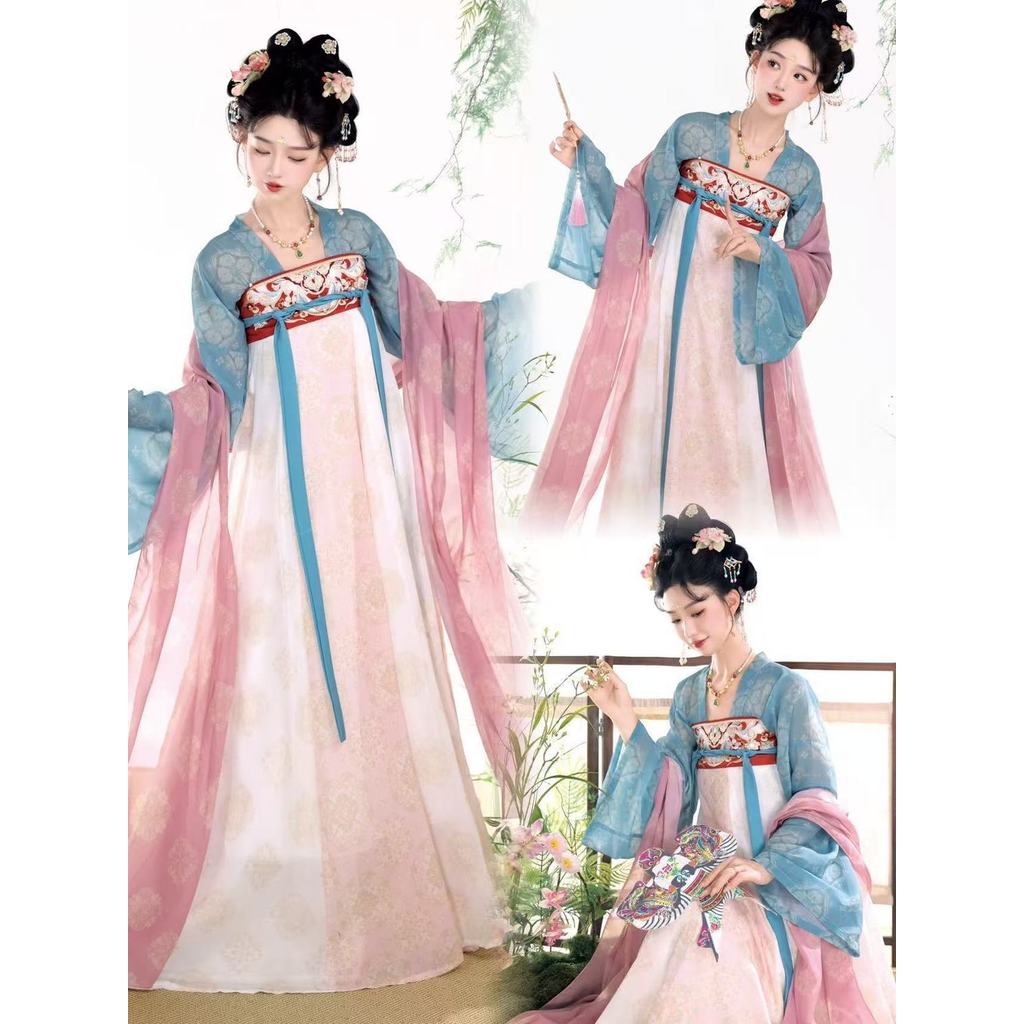 T Tang Made Hanfu ชุดกระโปรงหน้าอกเต็มรูปแบบ Han Elements เสื้อผ้าผู้หญิง
