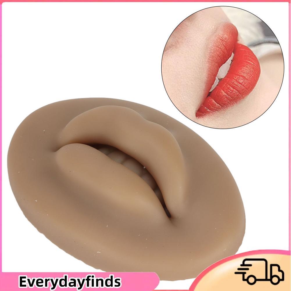 Everydayfinds Everydayfinds 3D ซิลิโคนแต่งหน้าริมฝีปากสำหรับ Lip Training ผิวจริงสัมผัสรู้สึกปลอมกึ่งถาวร Make Up Practice (ผิวสีแทน)