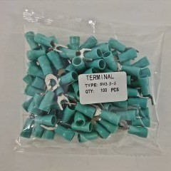 ส่งไวมาก SV3.5-4S,-5S,- 6S หางปลาหุ้มแฉก ดำ  เขียว เข้าสาย 4mm² (AWG 12-10)  แพ็คละ 100ชิ้น