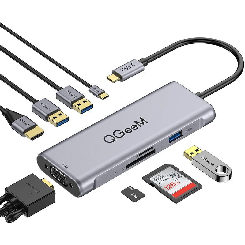 8 in 1typeC Docking Station โทรศัพท์มือถือภายนอก USB hub hub hub Converter สายเคเบิลเครือข่ายหลายอิน