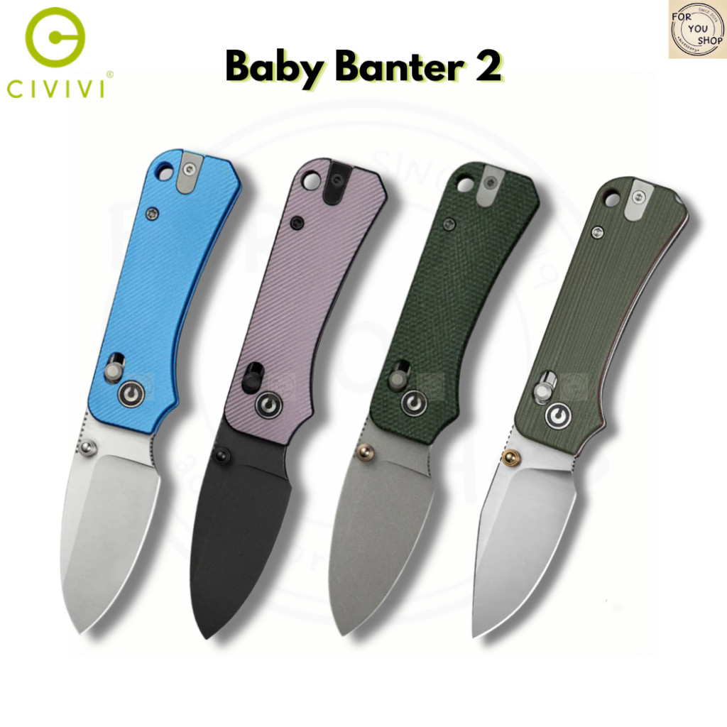 มีดพับ CIVIVI Baby Banter 2 EDC ใบมีด 2.34" Nitro-V / 14C28N ด้าม Aluminum / Micarta / G10 Thumb Stud & Crossbar Lock