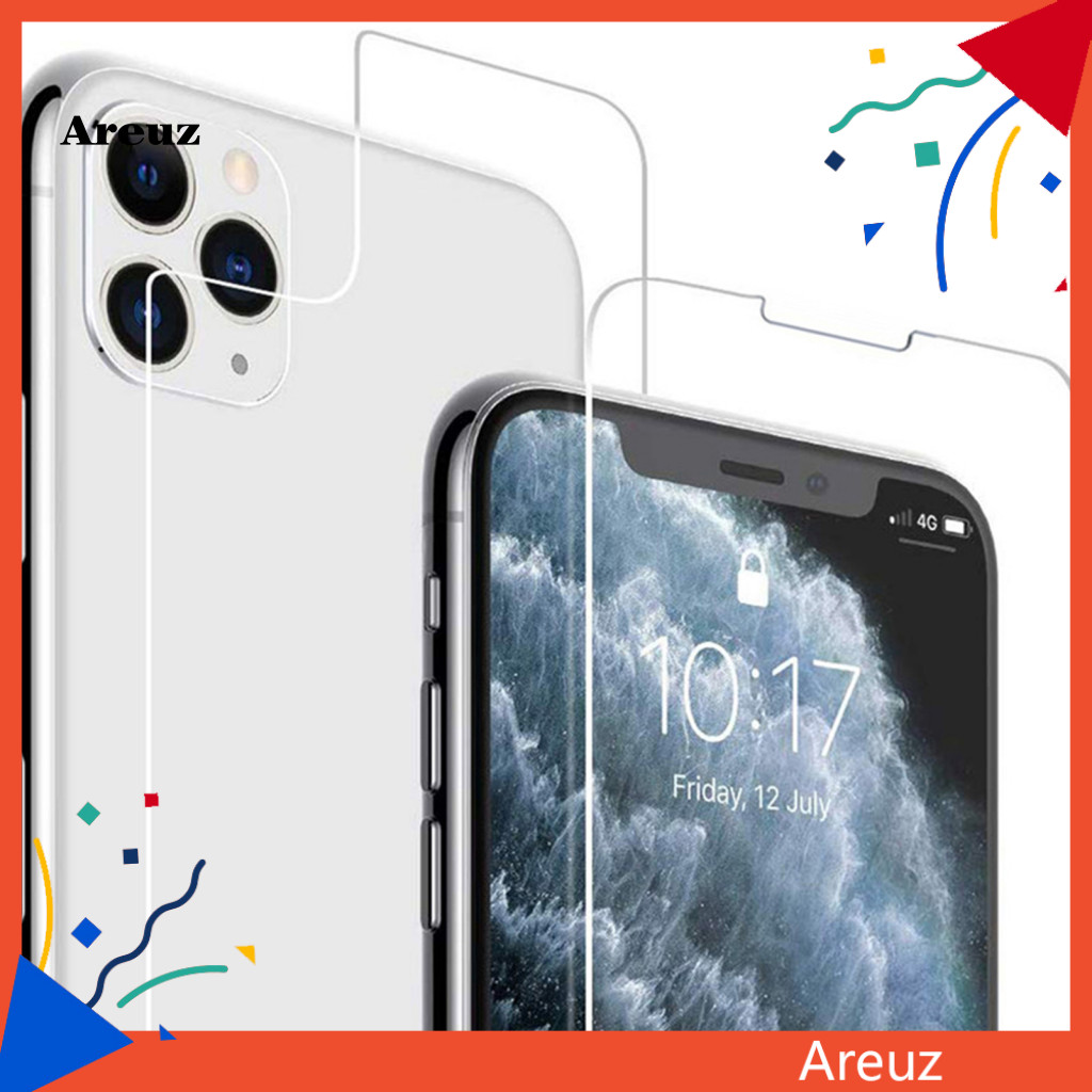 ARE กระจกนิรภัย 9H ฟิล์มป้องกันโทรศัพท์ด้านหน้าและด้านหลังสําหรับ iPhone 11 Pro Max