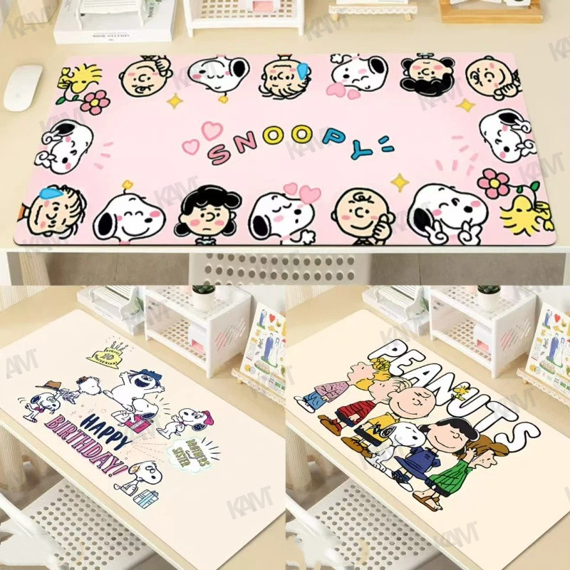 [Kam]แผ่นรองเมาส์หนา Snoopy น่ารักแผ่นรองโต๊ะขยายขนาดใหญ่,แผ่นรองแป้นพิมพ์กันลื่นรองเมาส์สําหรับเล่นเกมกันน้ําสําหรับแล็ปท็อปและพีซี, 300x600/300x700/300x800/400x900 มม.