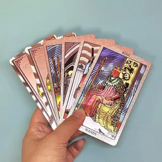 Rose Gold & Black Gold Tarot Cards Deck กันน้ําการ์ดทํานายพร้อมสมุดคู่มือภาษาอังกฤษสําหรับผู้ที่ชื่นชอบการทํานาย