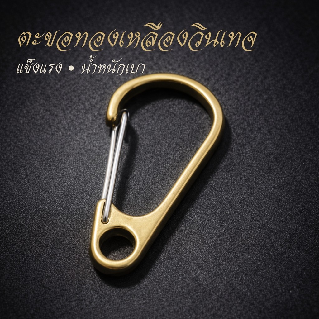 ตะขอคาราบิเนอร์ทองเหลืองวินเทจ ขนาดเล็ก สำหรับคล้องกุญแจและกระเป๋า น้ำหนักเบา มี 2 ขนาด ห่วงกุญแจสไตล์วินเทจ