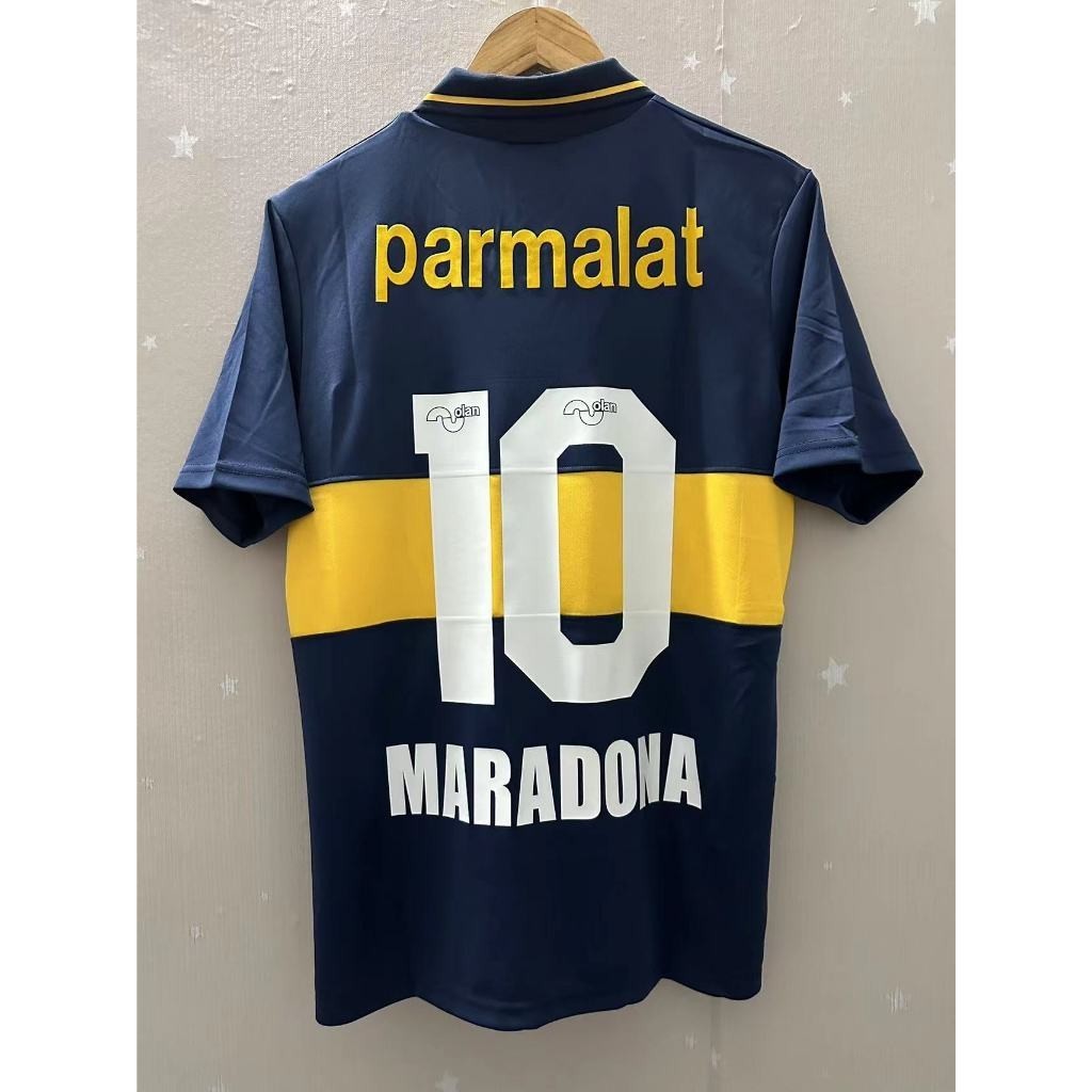S-XXL 93-95 Boca Juniors Home MARADONA คุณภาพสูง Retro ฟุตบอล Jersey แฟนที่กําหนดเองเสื้อยืด