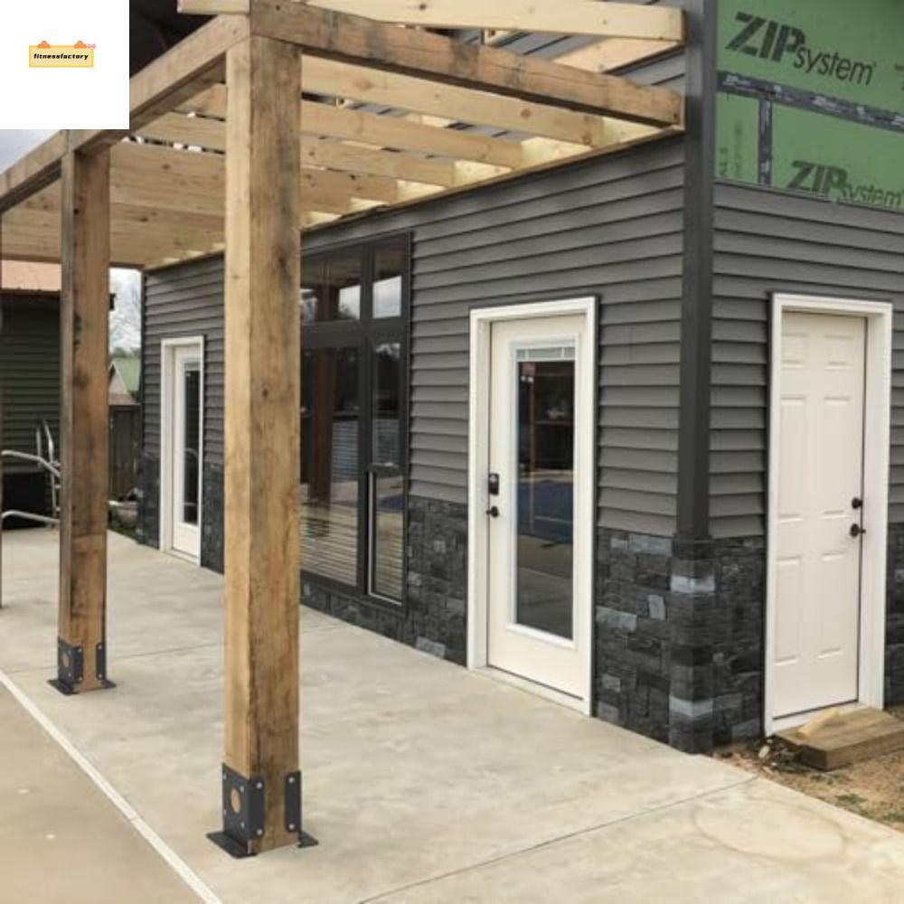 FITNESSFACTORY 2 ชิ้นไม้รั้ว Pergola Brackets, รองรับที่ทนทานปรับการออกแบบโพสต์ฐานวงเล็บ, ติดตั้งง่า