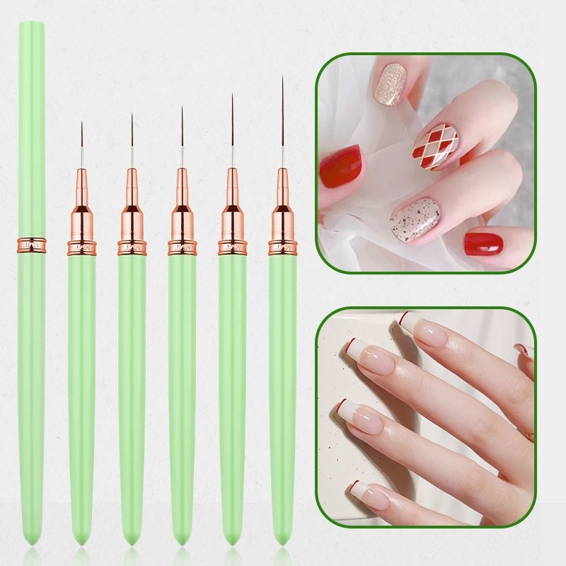 7/9/11/15/20m French Nail Art Liner ภาพวาดแปรง 5 ชิ้น/เซ็ต Ultra-thin Elongated เส้นเล็บวาดปากกาแปรง DIY เล็บ