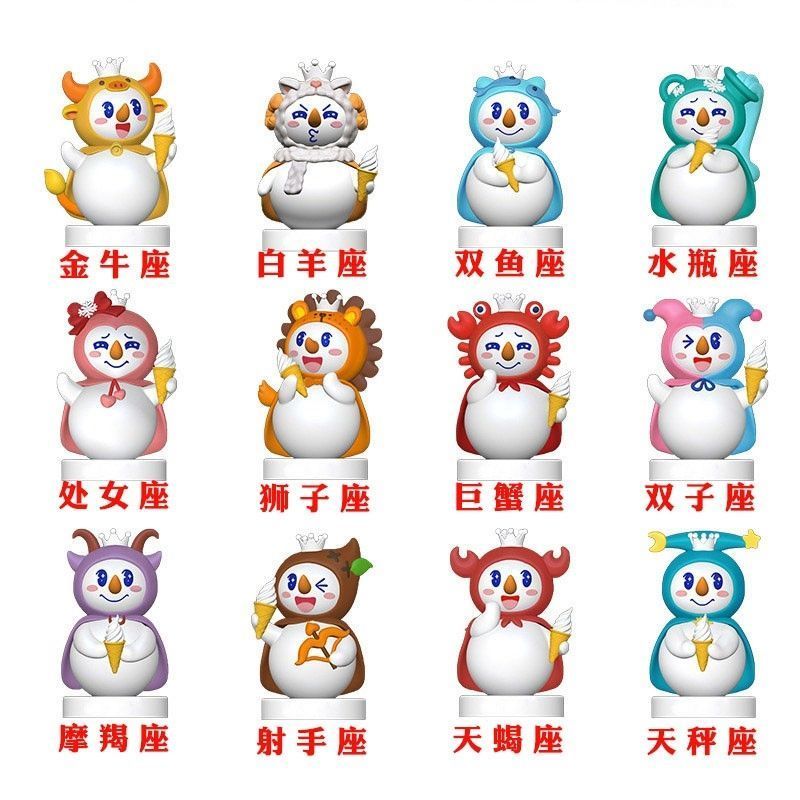 Mixue Ice City Mystery Box ตุ๊กตาของเล่น 12 ราศี สำหรับการประดับตกแต่ง