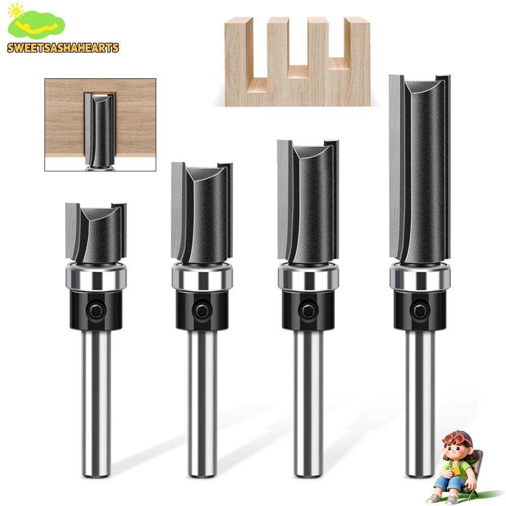 SWEETSASHA Router Bit, 6 มม. 1/4"Shank Straight Line Cutter, Bearing Copy Trimming Cutter