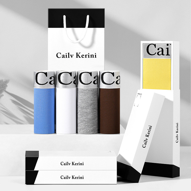 กางเกงบ๊อกเซอร์ยืดหยุ่นสูงสำหรับผู้ชาย ในกล่องของขวัญ แบบใหม่ CK LI7K