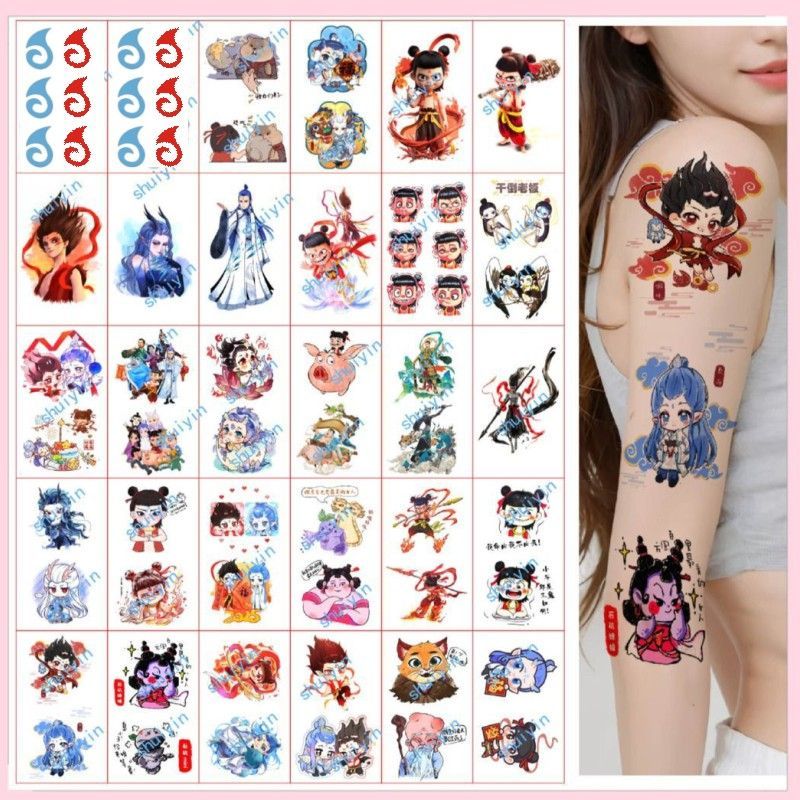 New Product#[Shop Hot Sale]New Original Nezha Tattoo Stickers Ao Bing Third Prince Cartoon Anime Cut