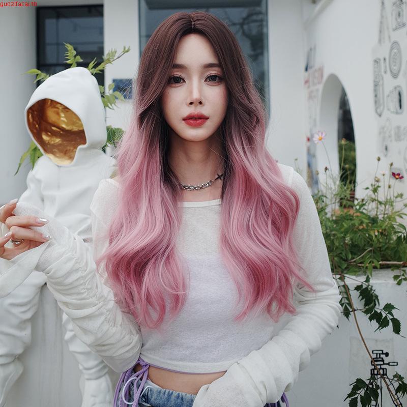 7jhh WIGS C-0379 สินค้าใหม่ วิกผมหยิกยาว สีม่วงพีช ไล่โทนสี สําหรับผู้หญิง