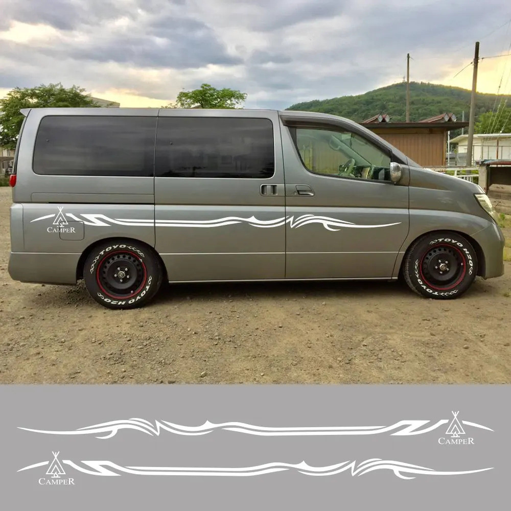 Car Door Side Stickers For Nissan Elgrand E50 E51 E52 2.5 3.5 Parts Camper Van Minivan Graphics Tuni