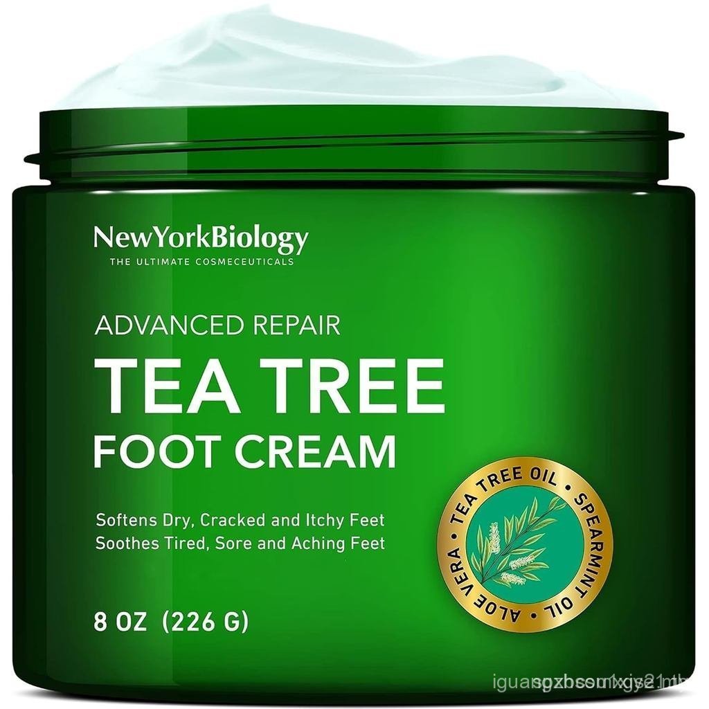 New York Biology Tea Tree Oil Foot Cream for Dry Cracked Feet, Athletes Foot, Nail Fungus, Jock Itch