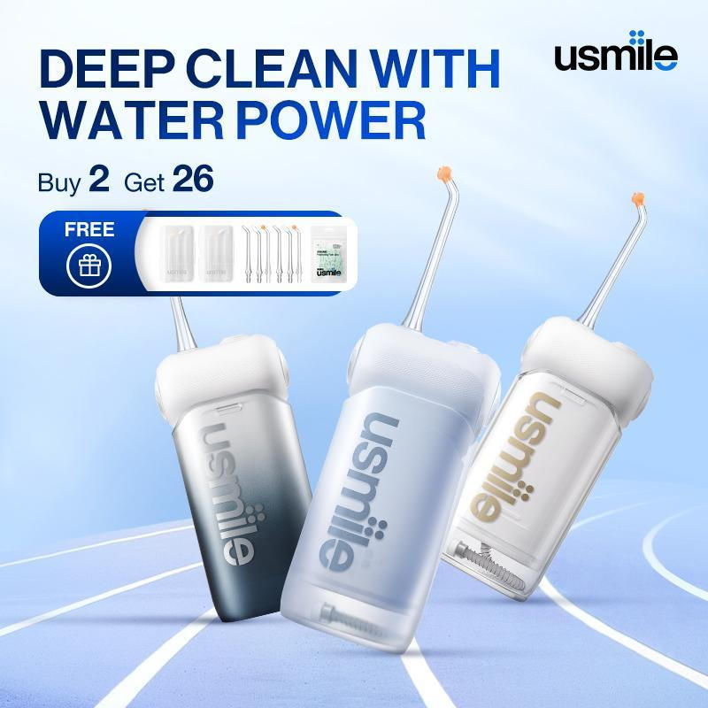 Usmile C10 Water Flosser 99.99% Plaque Removal พร้อม Guiding หัวฉีด, 4 โหมดเครื่องชลประทานในช่องปากไ