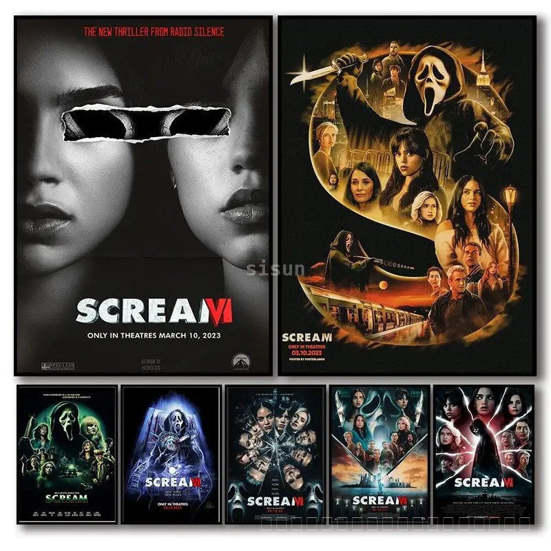 Scream ภาพยนตร์สยองขวัญโปสเตอร์ Jenna Ortega Aesthetic Wall Art พิมพ์ผ้าใบสําหรับ Home Room Decor