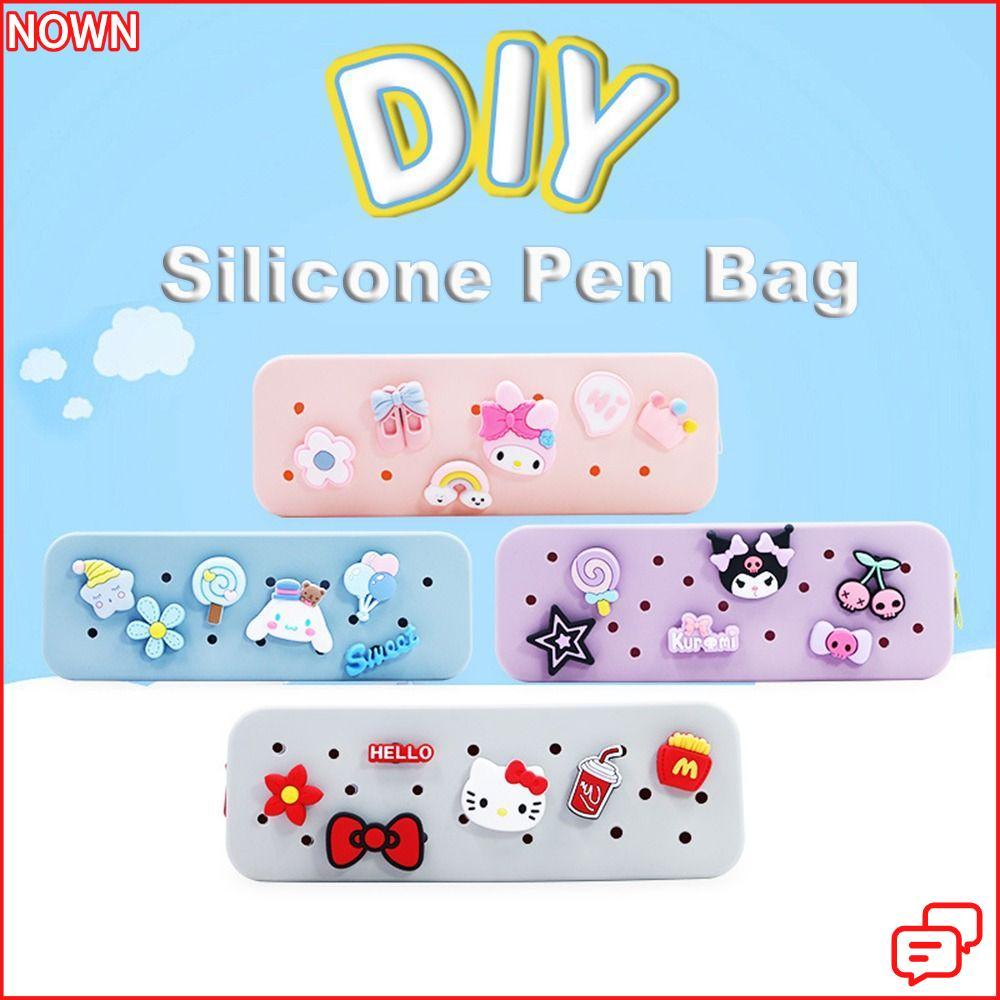 SANRIO NOWNICE Croc Pen Bag,ความจุขนาดใหญ่Sanrio Kitty Kuromi Melody Cinnamorollกระเป๋าเครื่องเขียน,