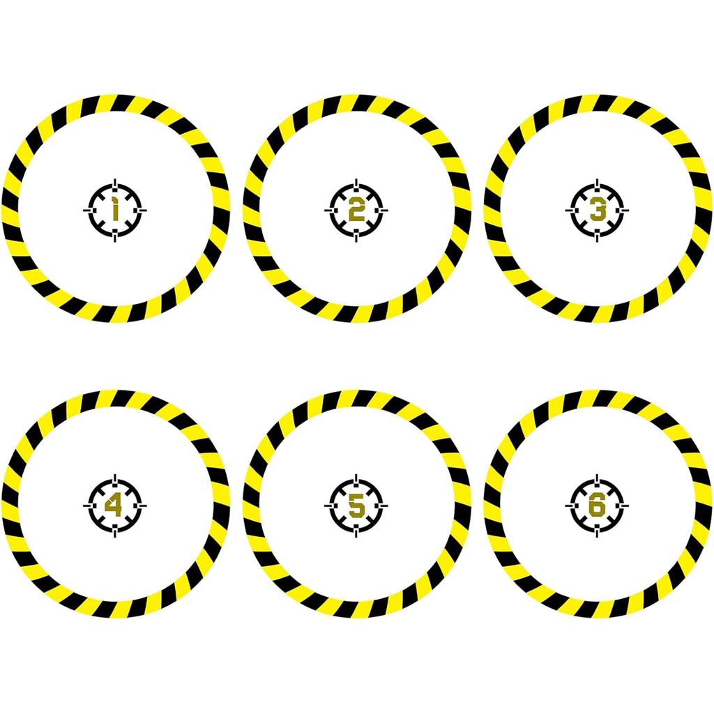 Libima 6 ชิ้นเครื่องหมายจุดวัตถุ PVC Round Objective Marker อุปกรณ์เสริมสําหรับเล่นเกมสีดําและสีเหลื