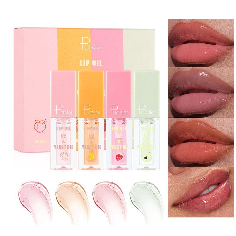 Lip Gloss Primer Lip Enhancement Lip Oil Set ลิปกลอส Moisturizing Moisturizing Lip โปร่งใส Pudaier L