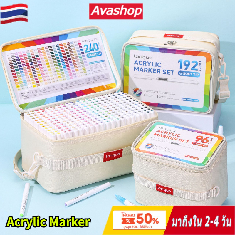 96/196/240/288 Colors Cloth Bag Acrylic Marker Pen Set Soft-Tip Pen Markers Waterproof Art Painting 