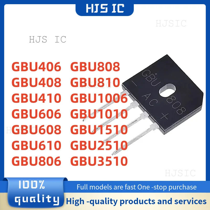 5PCS GBU1006 GBU406 GBU408 GBU410 GBU606 GBU608 GBU610 GBU806 GBU808 GBU810 GBU1010 GBU1510 GBU2510 