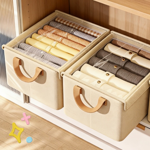 กล่องใส่ของ กล่องใส่ผ้า พับได้ มีฝาปิด กล่องเก็บของโครงเหล็ก ผ้าฝ้ายลินิน ใส่เสื้อผ้า KKHOME