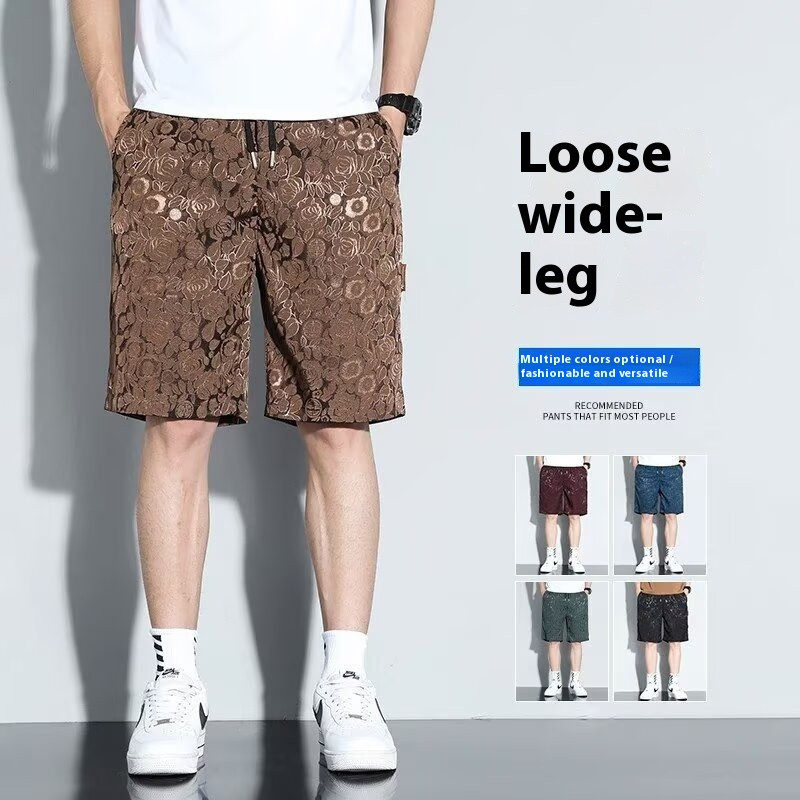 EERSHENSHHI กางเกงขาสั้นผู้ชายหลวม Breathable Casual Straight-Leg กางเกงผู้ชาย