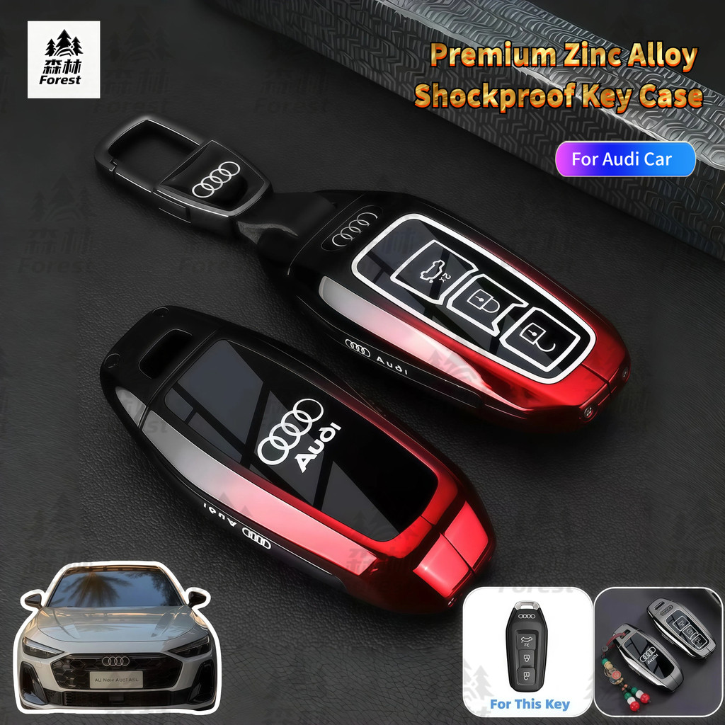FOREST | 【เคสกุญแจกันกระแทกระดับพรีเมียม】 สำหรับ Audi A6L E-Tron A5L Q6L E-Tron สีดำแดงไล่ระดับ ใช้ง