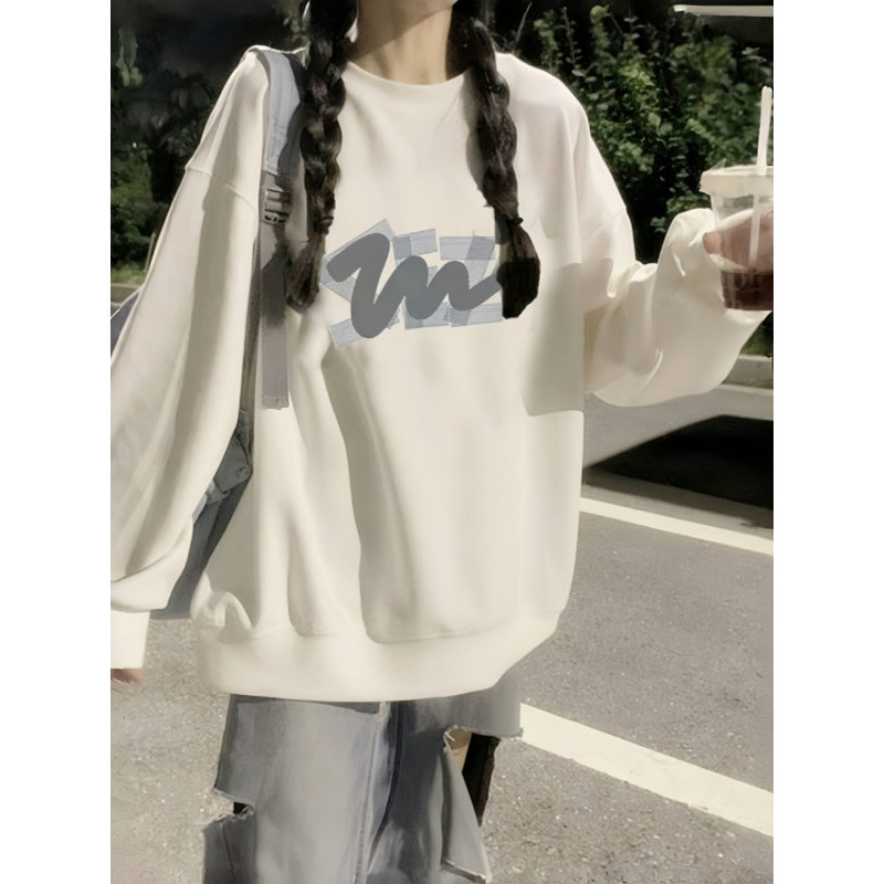 เสื้อกันหนาวมีฮู้ด Hooded University T เสื้อสเวตเตอร์แขนยาวผู้หญิงหลวม [S1123] เสื้อสเวตเตอร์คอกลมผ้