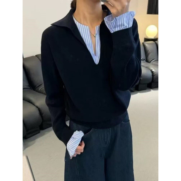 sweater set sculptor sweater ชุดกันหนาวสองชิ้นสไตล์เกาหลี สำหรับฤดูใบไม้ผลิ ออกแบบมาเพื่อดูผอมบางและ