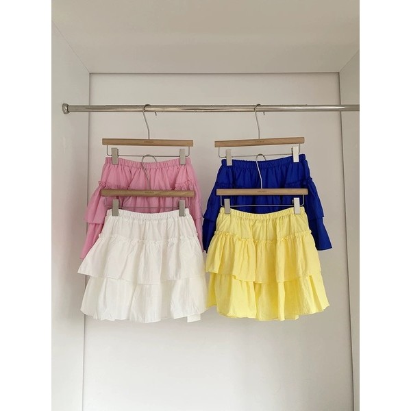 cicishop1 กางเกงขาสั้นสบาย Korean shorts กระโปรงเค้กผู้หญิง ลาย dopamine ruffle ปี 2025 อัดแน่นด้วยแ